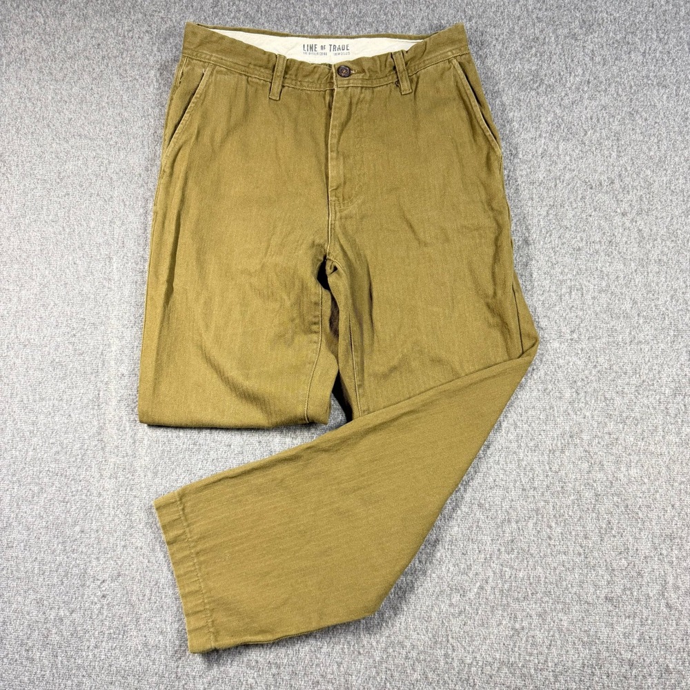 Line of Trade The Officer Chino Herringbone Pants Mens 30x28 Olive Khaki Green